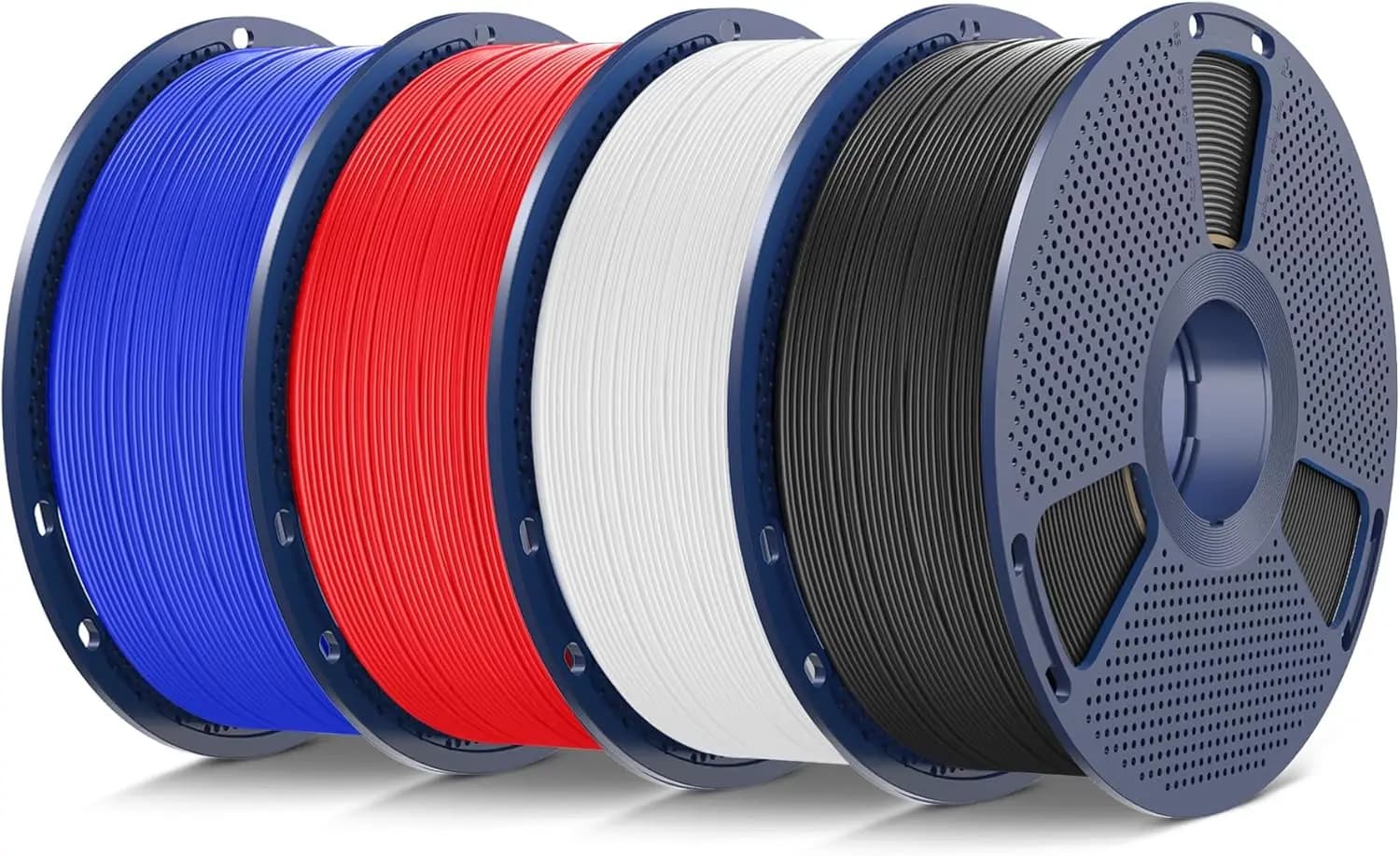 Filamento ASA da 4 kg, 1,75 mm, Resistente a UV, Pioggia e Calore, Filamento Robusto per Stampanti 3D per Parti Esterne, 4 Bobine (Nero+Bianco+Blu Klein+Rosso)