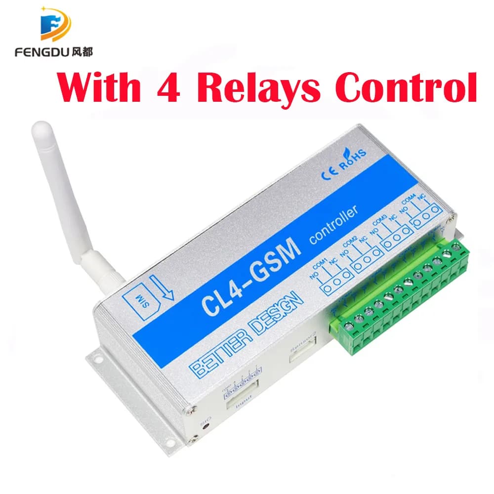 CL4-GSM SMS GSM APP Controller interruttore relè a 4 canali per supporto apriporta temperatura umidità monitoraggio alimentazione