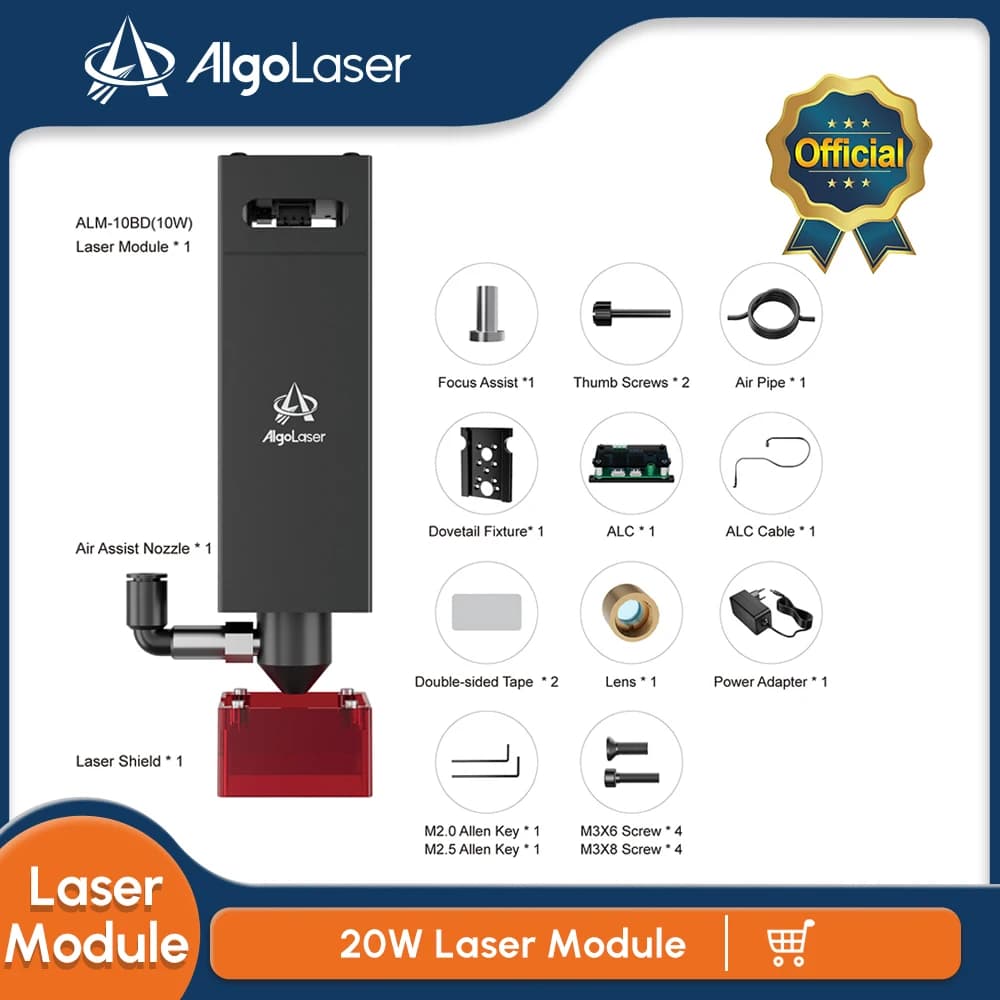 AlgoLaser Laser Engraver Accessories 450nm10W Diode Laser Module 24V Laser Engraving Head Woodworking Laser Engraver Cutting Module Parts & Accessories