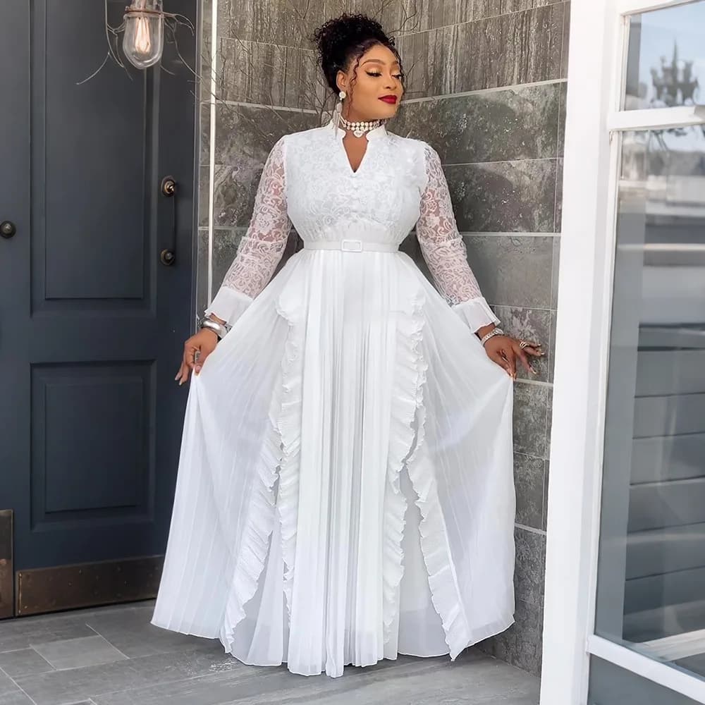 Abiti Africani da Donna per Matrimonio Taglie Forti Dashiki Ankara Pizzo Abito Lungo da Sera Elegante Outfit Turco Robe 2026