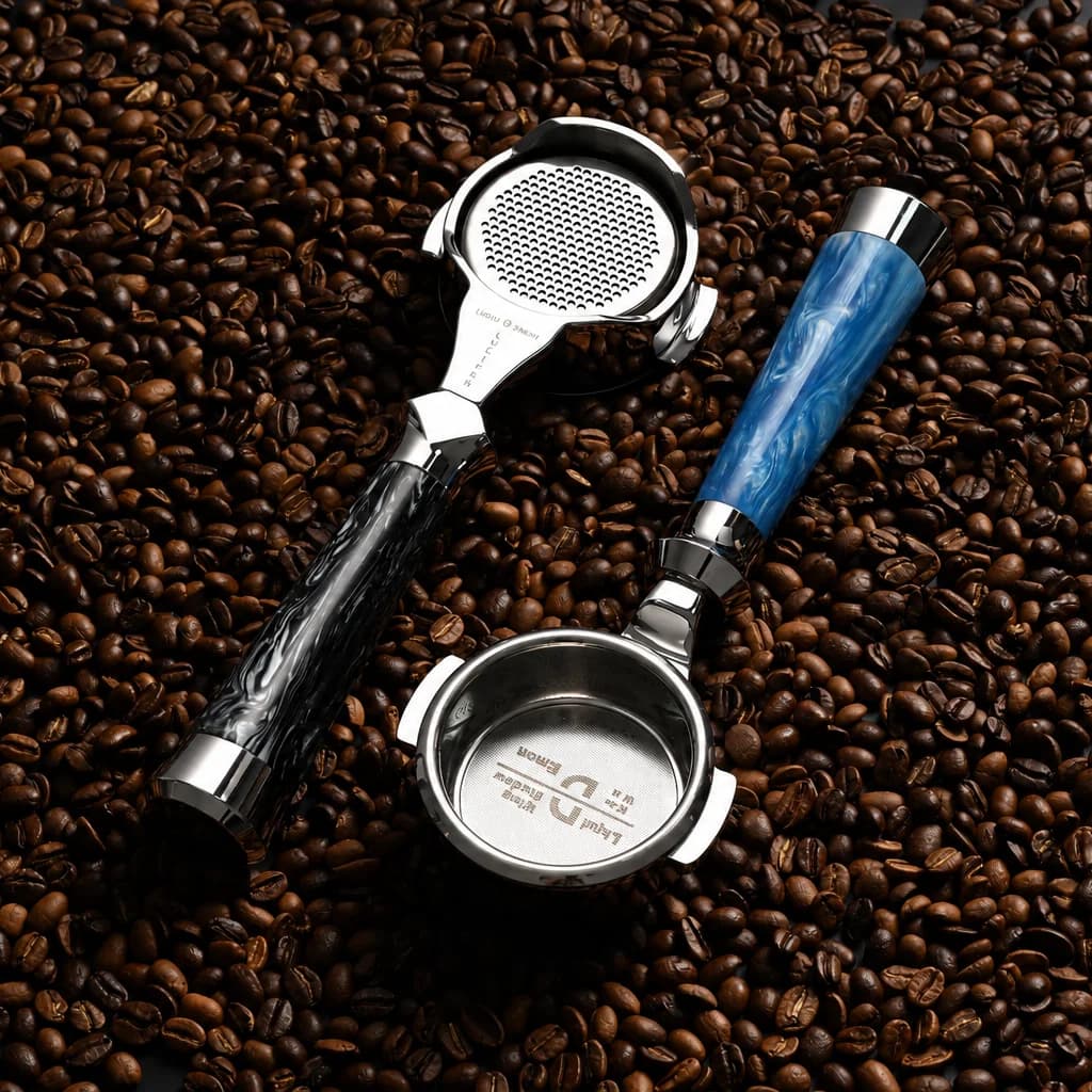 MUVNA Espresso Bottomless Portailfter E61 Machines Lucifer Series, Naked Portafilter with Basket Fits E61 Machines