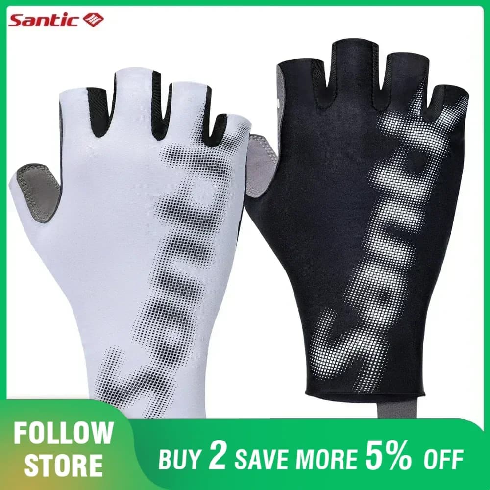 ‌ Guanti da ciclismo estivi Santic Mezze dita antiurto traspiranti Guanti professionali da MTB/bici da strada per fitness e corsa unisex