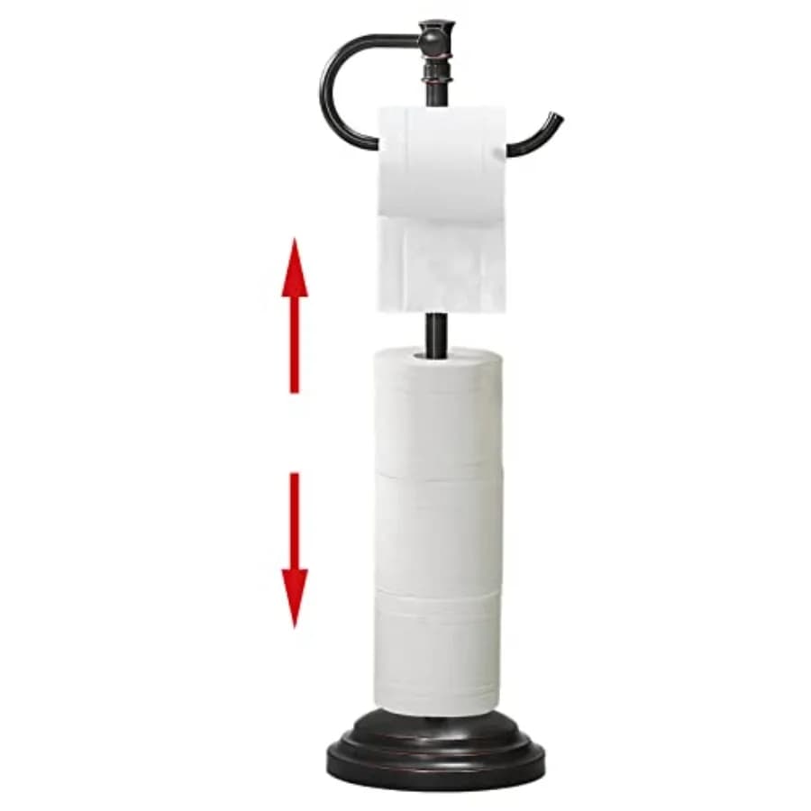 Portarotolo da terra per carta igienica, regolabile da 31,5 cm a 58 cm, porta rotolo di carta igienica autoportante per bagno