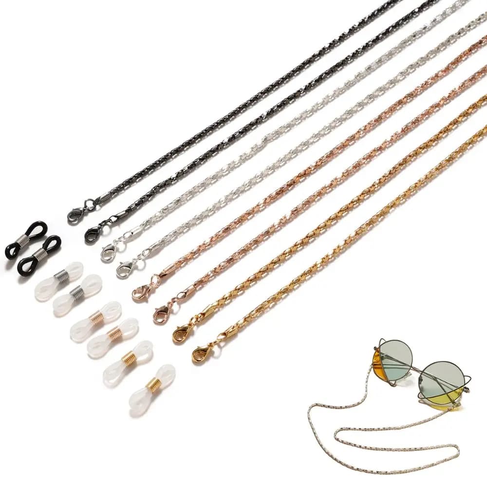 Catene per Occhiali Stile Punk Antiscivolo, Catenelle in Metallo con Perline Diamantate, Cordino per Occhiali da Sole, Cordino per Mascherina, Catena per Occhiali da Lettura, Donna Uomo