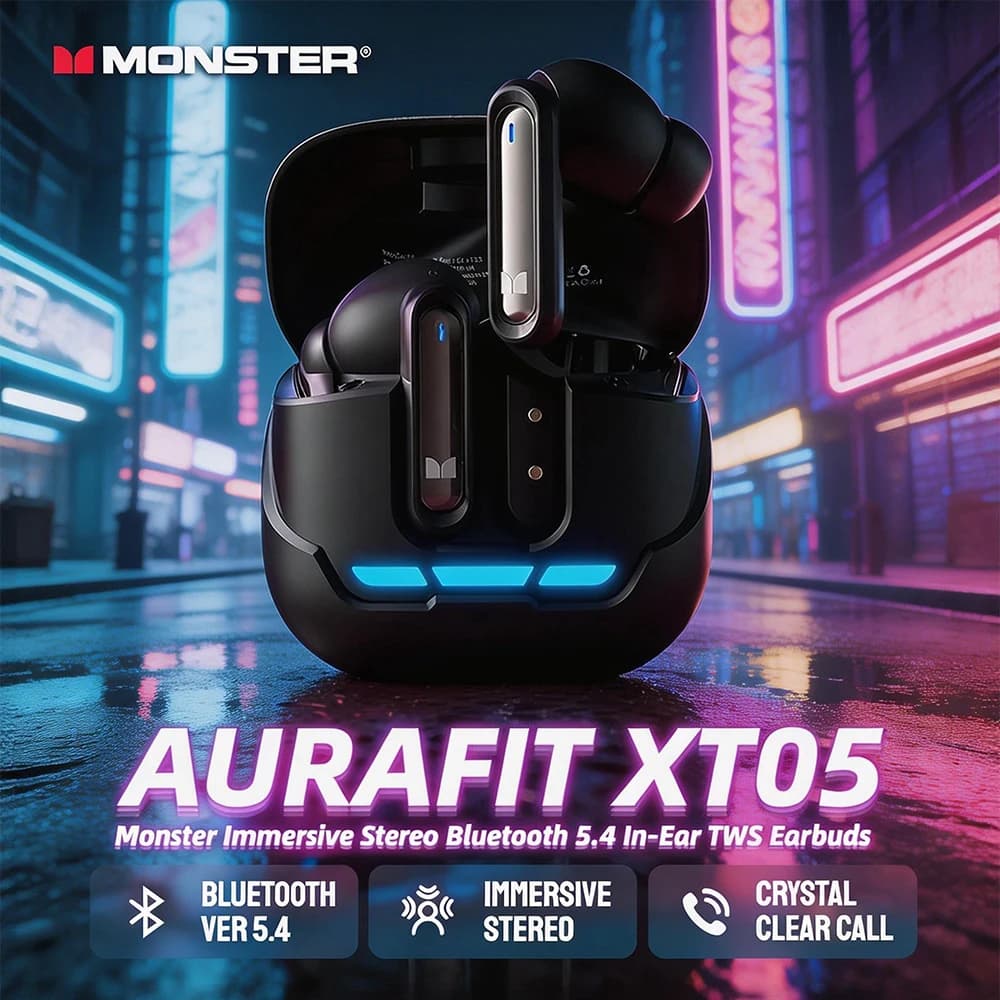 Monster X05 TWS Wireless Bluetooth 5.4 Sports Headphones Simulate Space Audio In-ear Headset for iPhone Samsung Xiaomi