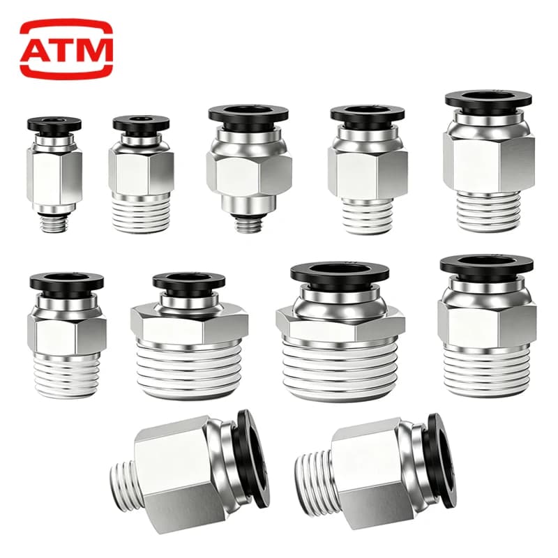 PC Pneumatic Air Connector Fitting PC 4mm 6mm 8mm10mm12mm Thread 1/8 1/4 3/8 1/2 Black Plastic Hose Fittings / Pipe Fittings