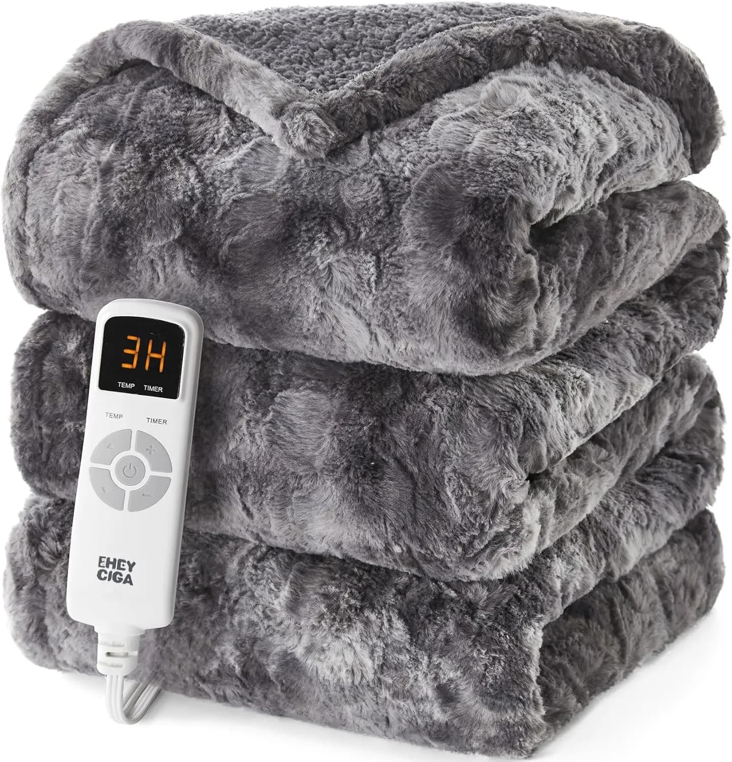 Coperta riscaldata elettrica con pelliccia sintetica, spegnimento automatico di 10 ore, 9 livelli di riscaldamento per un calore rapido