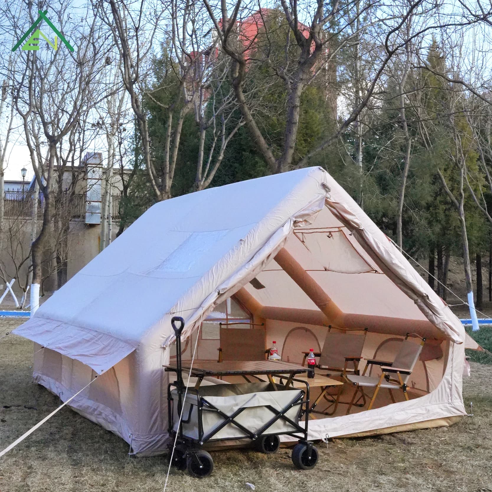 12sqm Inflatable Air Tent Camping Outdoor Waterproof Four-season Foldable Lightweight Luxury Glamping Two Bedrooms Tent for