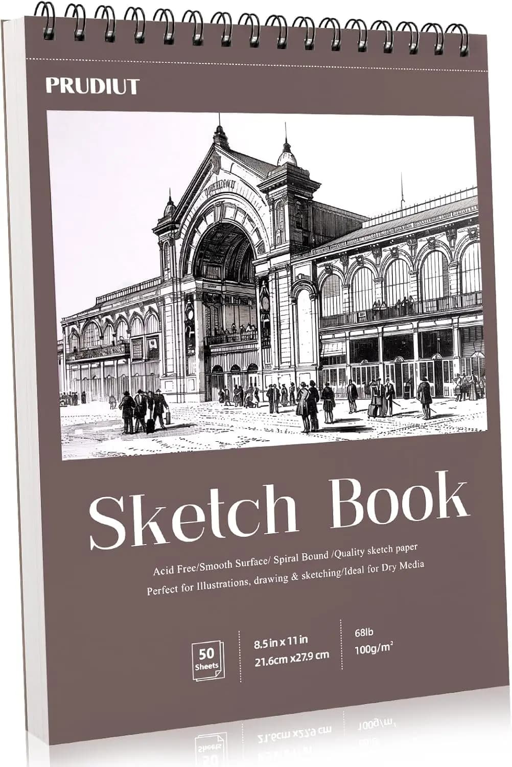 8.5x11 Sketch Book, Spiral Bound 50 Sheets 100gsm, Acid-Free Drawing Pad for Artists