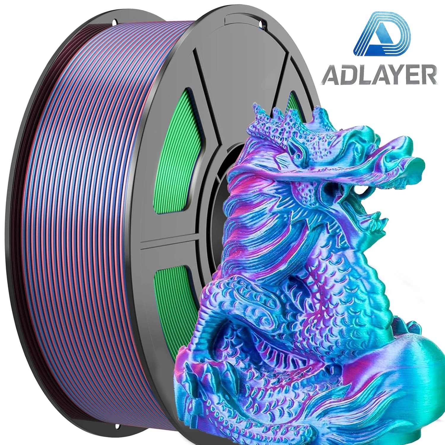 ADLAYER PLA Silk 3D Printer Filament, Available In Multiple Colors, 1KG/2.2lbs PLA Filament 1.75mm, Smooth Printing, Neatly Wound, +/-0.02mm Accuracy, Compatible with Most FDM 3D Printers