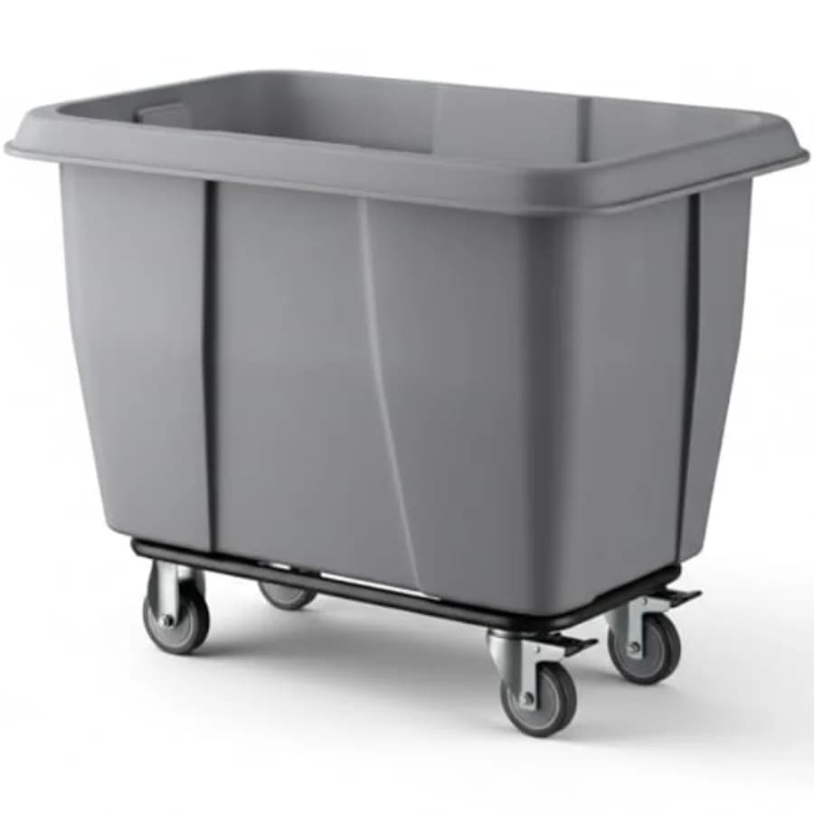 8 piedi cubi 500 libbre Carrello per lavanderia commerciale grigio per riciclo edile, contenitore industriale mobile per rifiuti per hotel e magazzini
