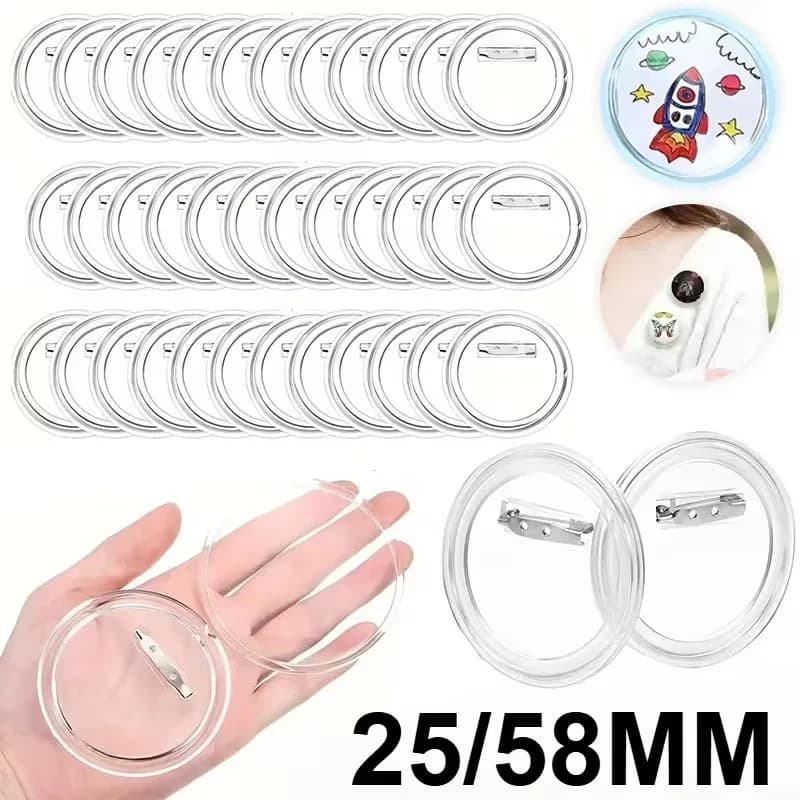 10-40PCS High Transparency Clear Acrylic DIY Painting Button Pins for Handmade Jewelry Art Crafts Round Brooch Badges Kit