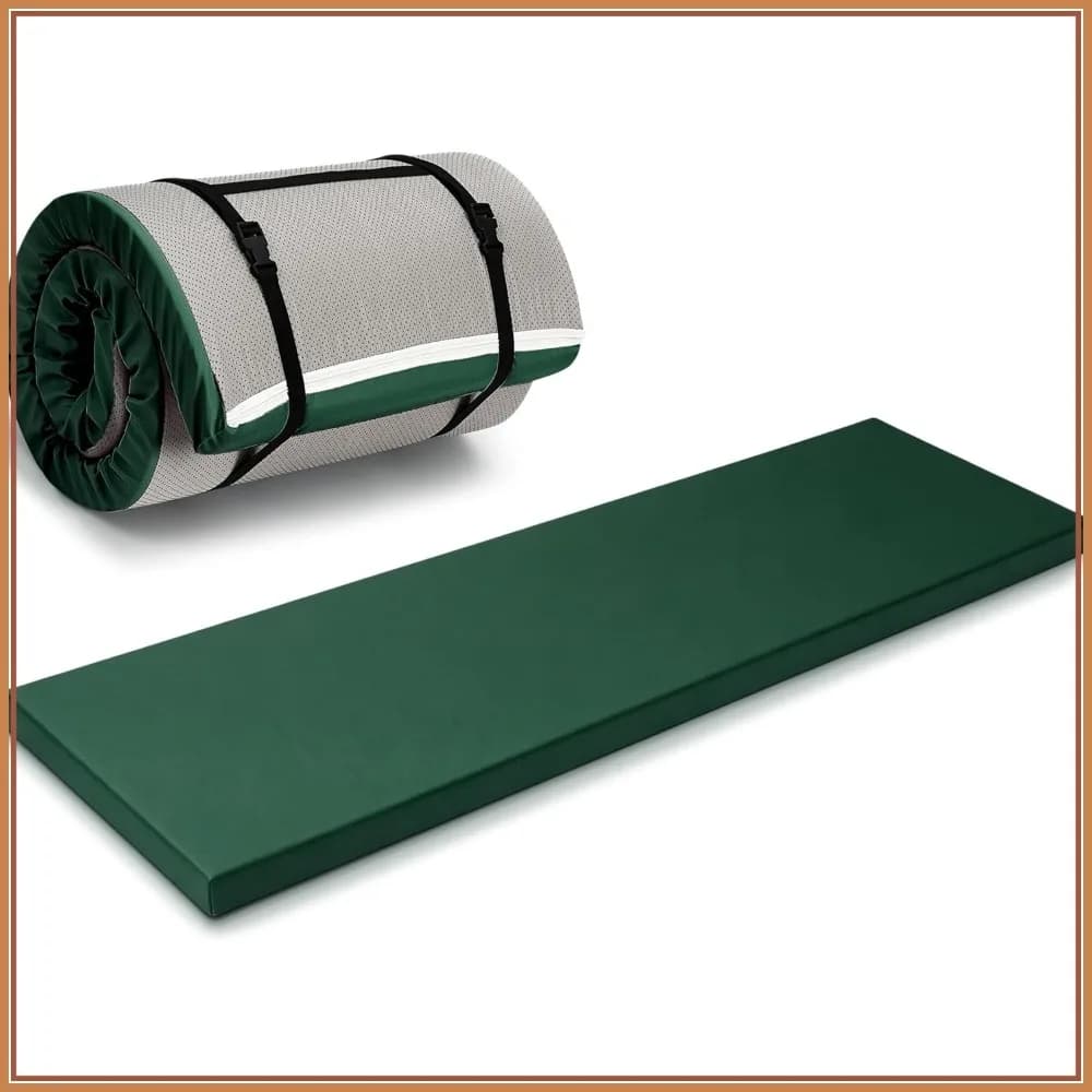 Tappetino Yoga Pieghevole 72x24 Pollici, Spessore 2 Pollici, con Cinghia di Trasporto, Tappetino in Schiuma Antiscivolo Portatile per Yoga, Pilates e Stretching