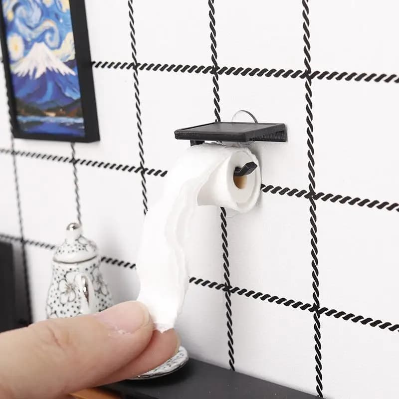 Dollhouse Rack 2Pcs 1/12 Top Sundries Roll Paper Tissue Wall Mount Toilet Paper Holder Organizer