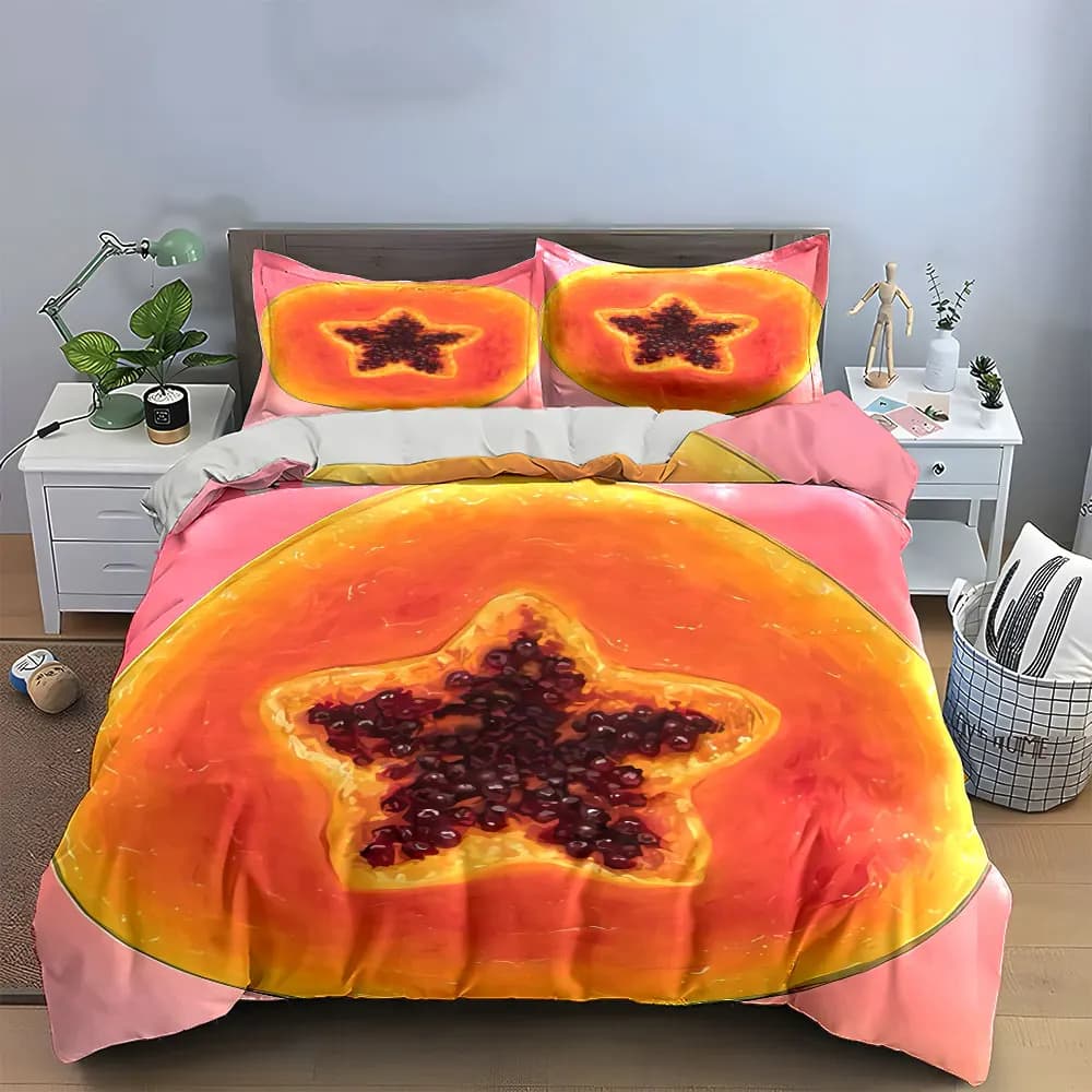 Set di biancheria da letto con motivo a stella per la decorazione della casa, con 1 copripiumino e 2 federe, singolo, matrimoniale, king, queen, idea regalo