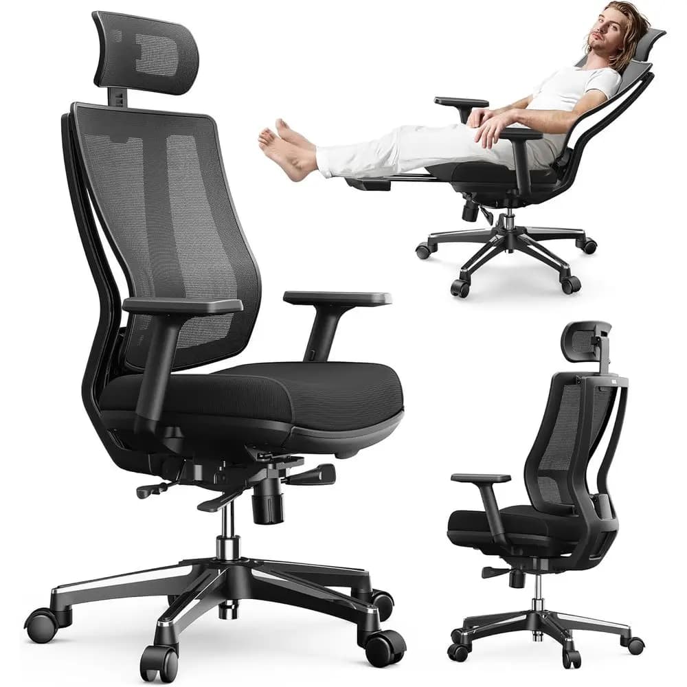 Sedia da Ufficio Ergonomica con Seduta Regolabile, Braccioli 3D, Supporto Lombare, Schienale in Rete, Cuscino in Memory Foam per Gaming Confortevole