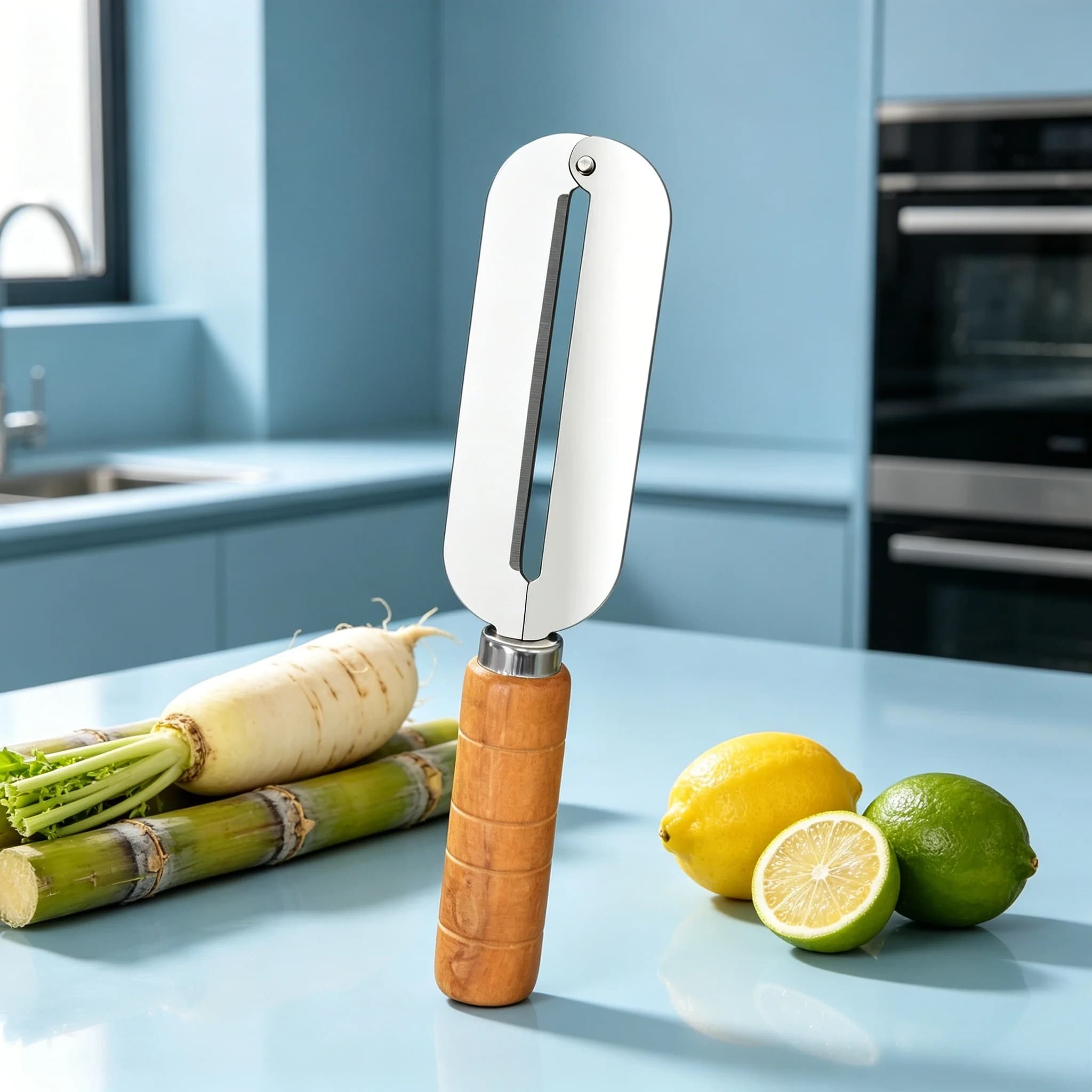 Utensile per Pelare Frutta e Verdura, Pelapatate per Canna da Zucchero e Ananas, Coltello Resistente all'Usura, Raschietto per Patate, Yams e Zucca, Strumenti da Cucina