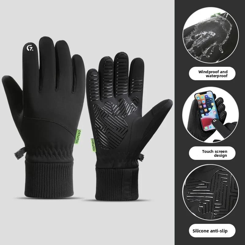Guanti da ciclismo invernali da uomo: touchscreen, impermeabili, foderati in pile, ispessiti, anti-freddo per moto, escursionismo e sci