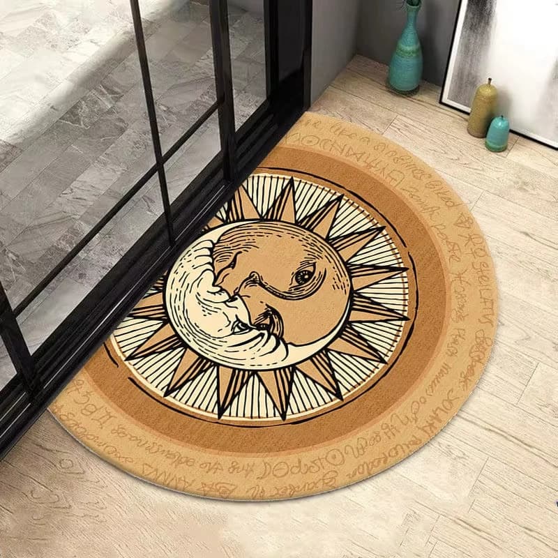 VIKAMA Semicircular Door Mat Round Rug Retro Carpet for Living Room Coil Entrance Doormat Bedroom Kitchen Foot Mats tapis