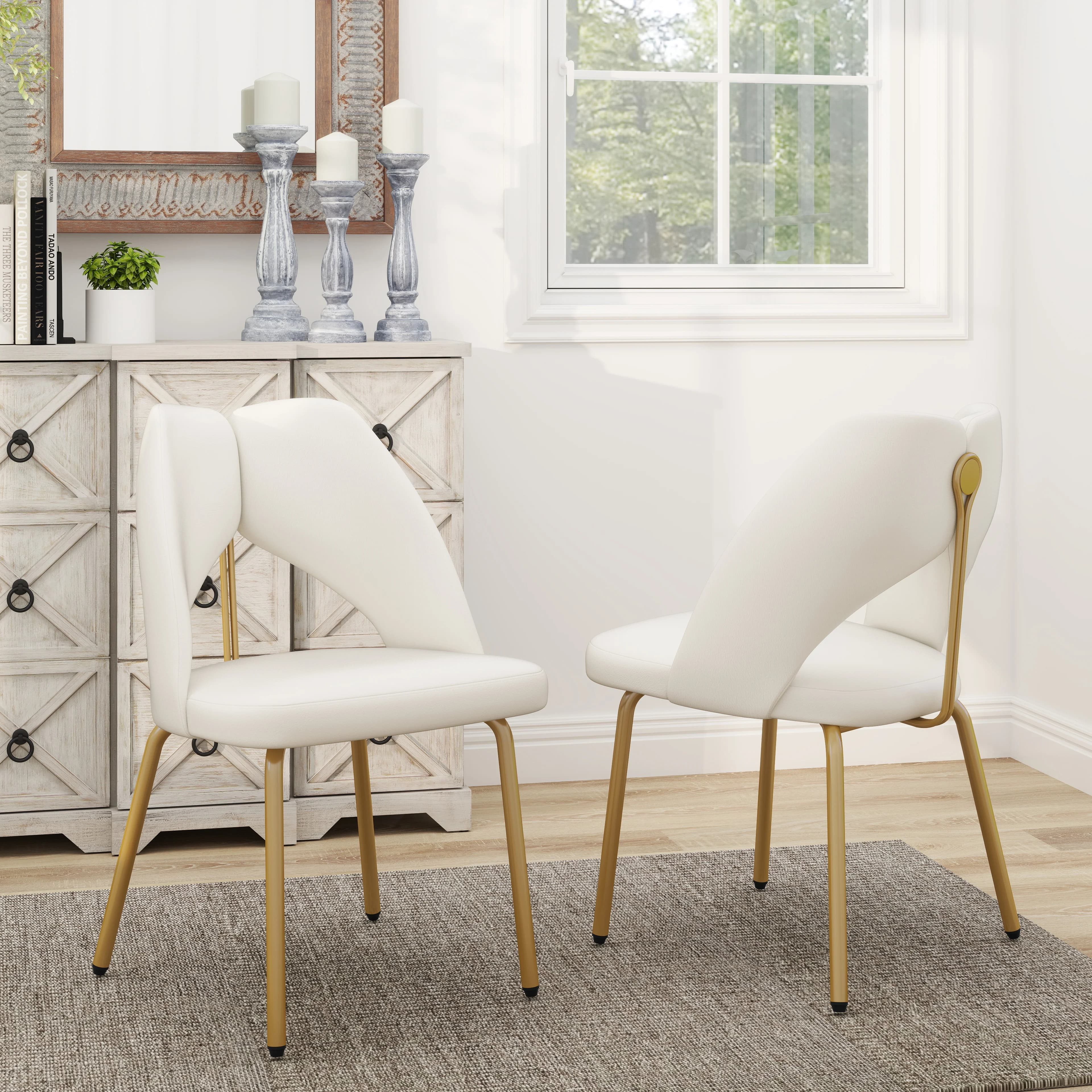 # Sedia da Pranzo Moderna di Lusso JSI Atunus USA, in Pelle PU Arancione con Gambe in Metallo Dorato, Senza Braccioli, Disponibile per Drop Shipping