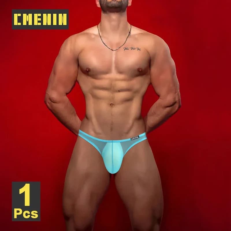 CMENIN Vita bassa Maglia trasparente Biancheria intima da uomo Slip Bikini sexy Mutandine da uomo Mutande traspiranti ultrasottili Gay Man Brief