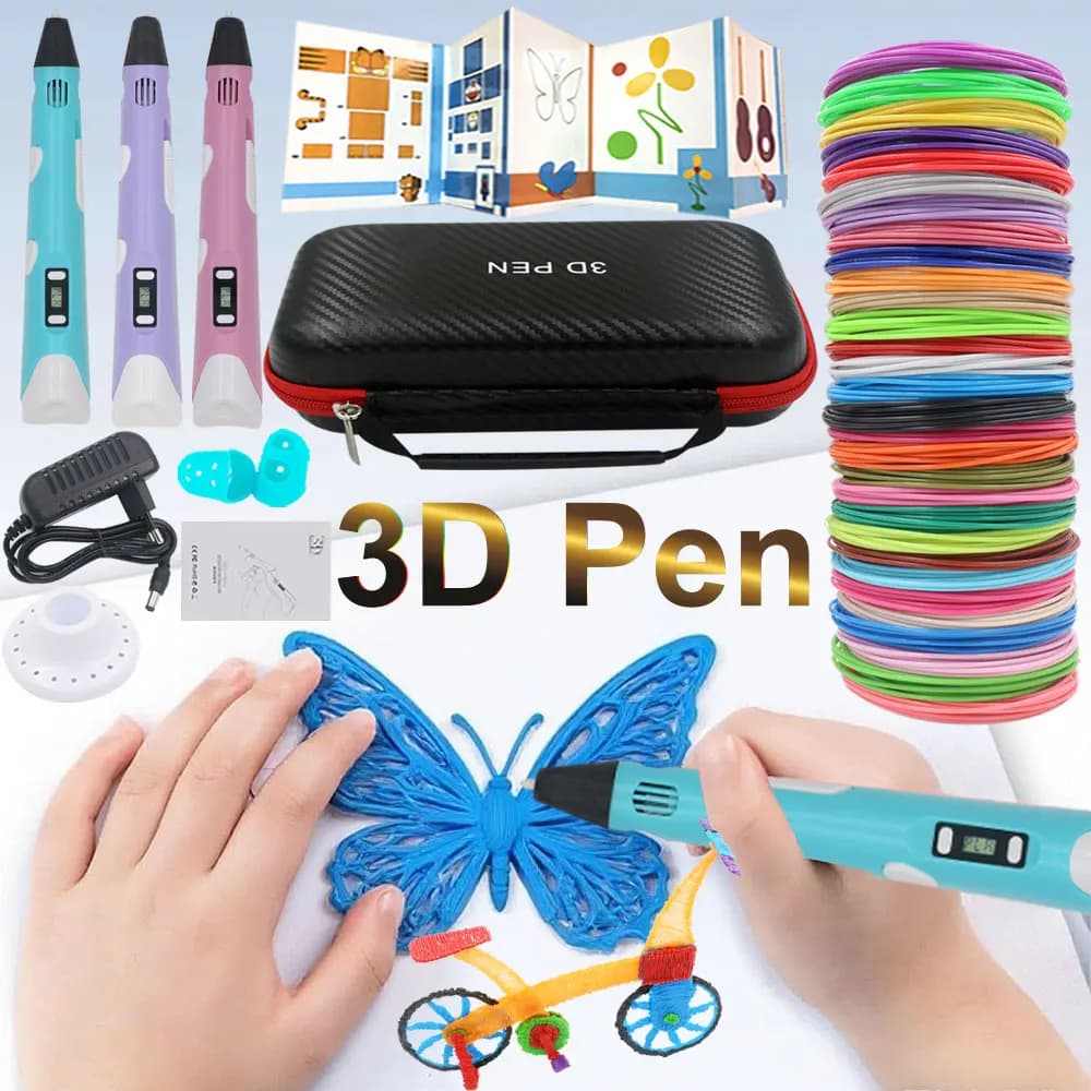 3D Printing Pen Set for Kids 3D Pen with LCD Display Power Adapter Storage Box PLA 200M Children's Birthday Gift