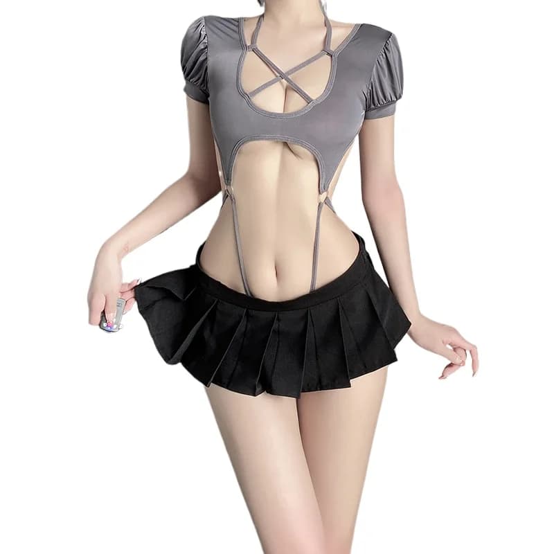 Sexy Lingerie Women Crotchless Hollow Pajamas Erotic Costume Backless Office Exotic Outfit Role Play Bondage Underwear