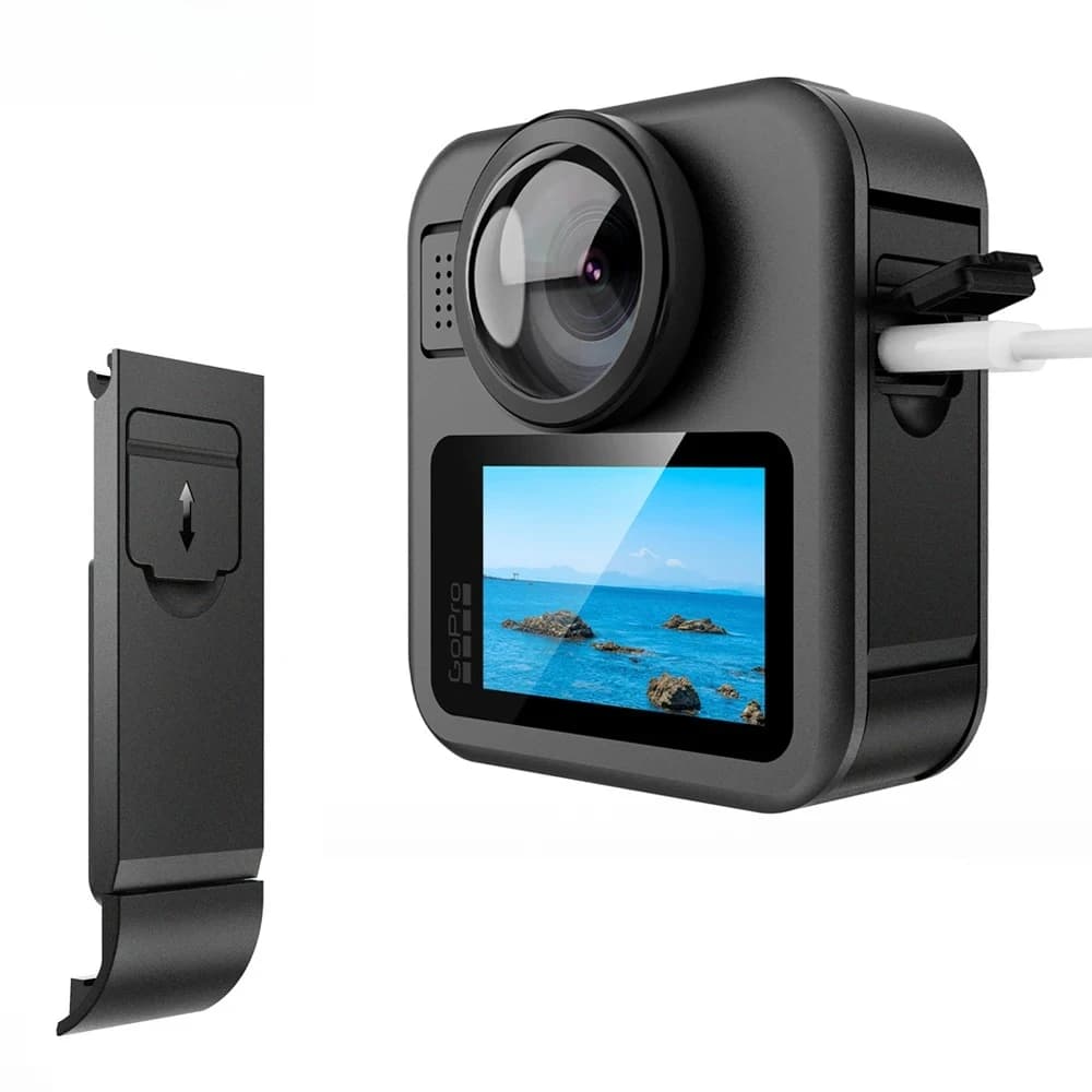Coperchio laterale della batteria ribaltabile per GoPro MAX 2, sportello della batteria rimovibile, coperchio di ricambio con copertura protettiva antipolvere per porta di ricarica
