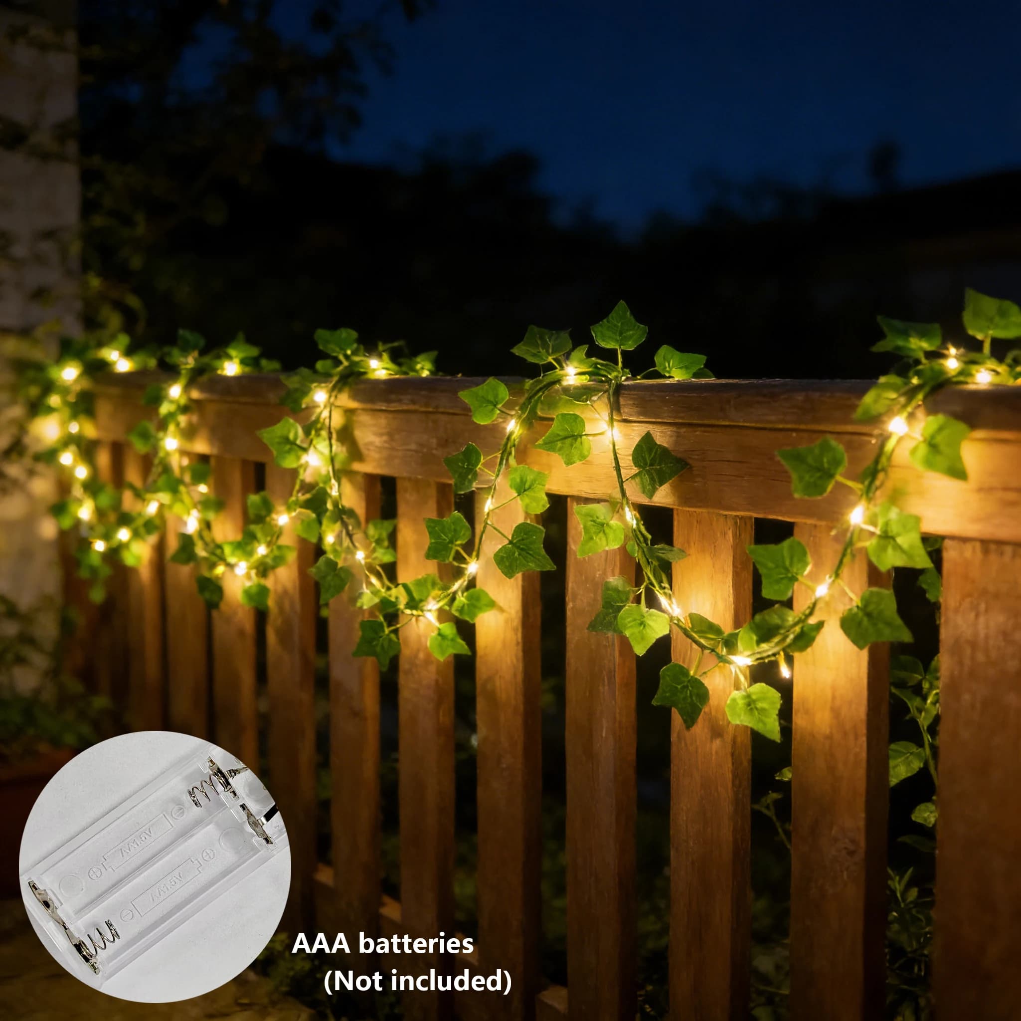 Luci a LED a forma di ghirlanda di edera, a batteria, per decorazioni da giardino, patio, matrimoni e feste