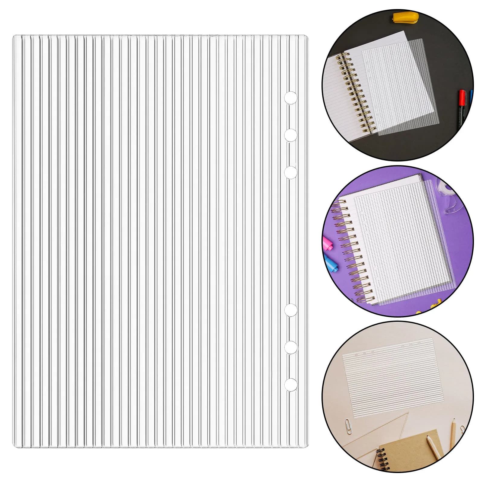 Set di 3 Copertine A5 in Acrilico Trasparente per Raccoglitori a 6 Anelli, per Quaderni a Fogli Mobili, Ideali per Ufficio, Scuola, Studenti, Agende e Diari