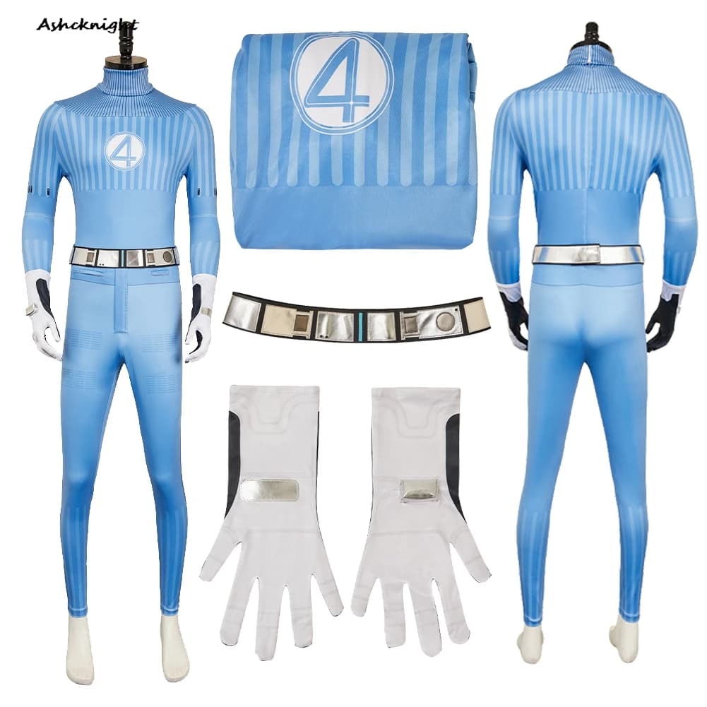 Reed Richards Cosplay 2025 Movie 4 Pieces Fantastic Jumpsuits Costume Clothing Halloween Party Disguise Roleplay Outfits Suits