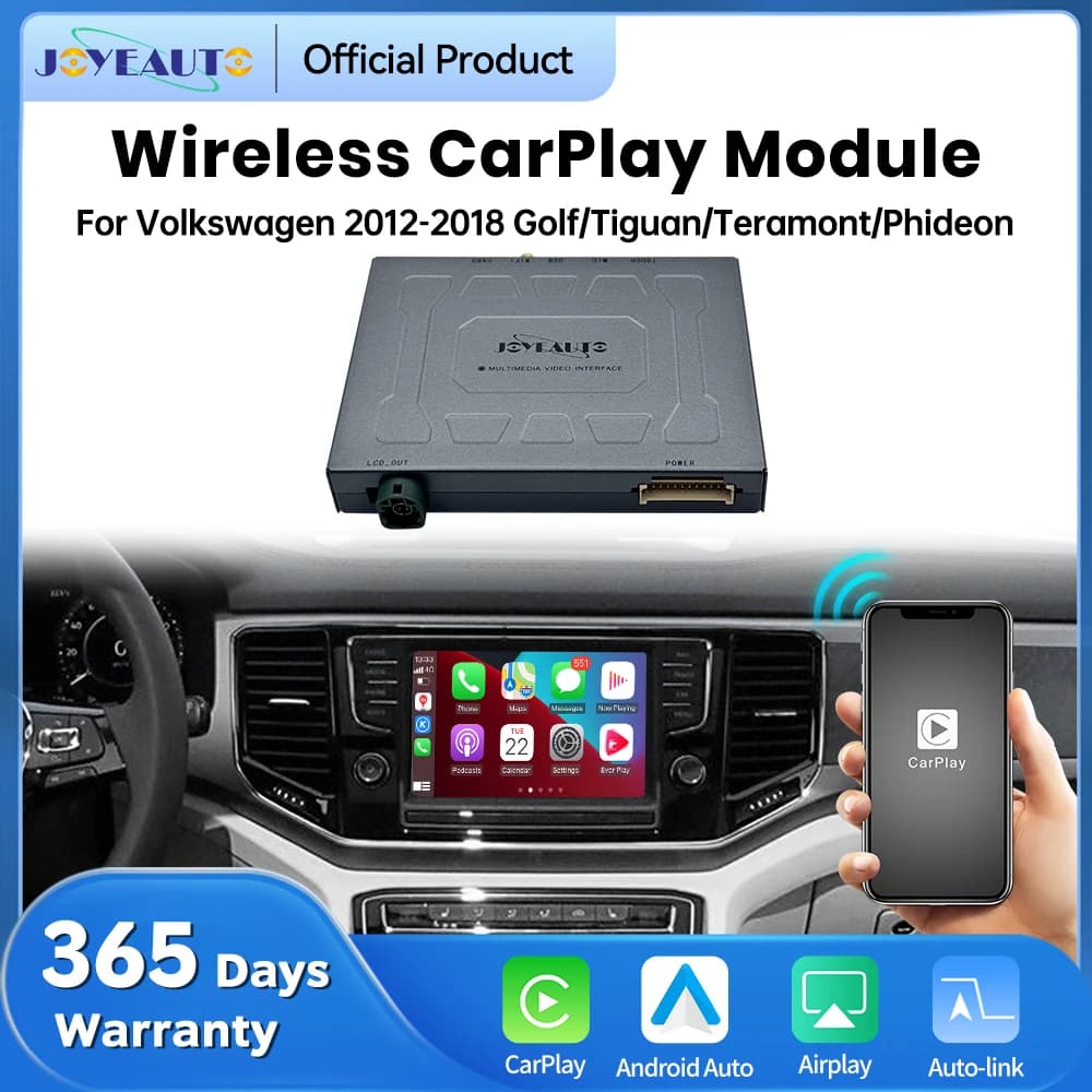 JoyeAuto Decoder for Volkswagen Golf/Tiguan/Teramont/Phideon 2012-2018 Wireless CarPlay Android Auto Module AirPlay Mirror-Link