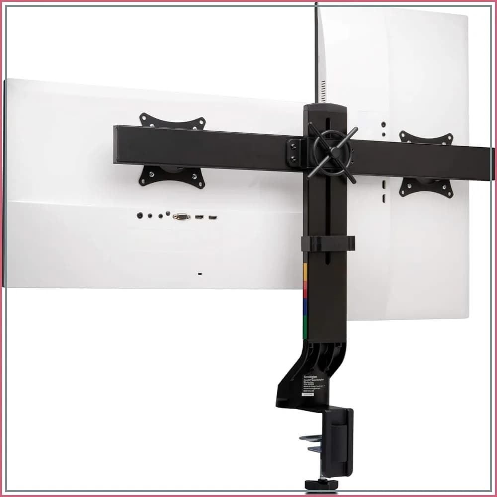 Dual Monitor Mount for Desk, Vesa Stand Fits 2 Ultrawide Monitors Up to 27 Inches, Height Adjustable Rotating Arm, Black