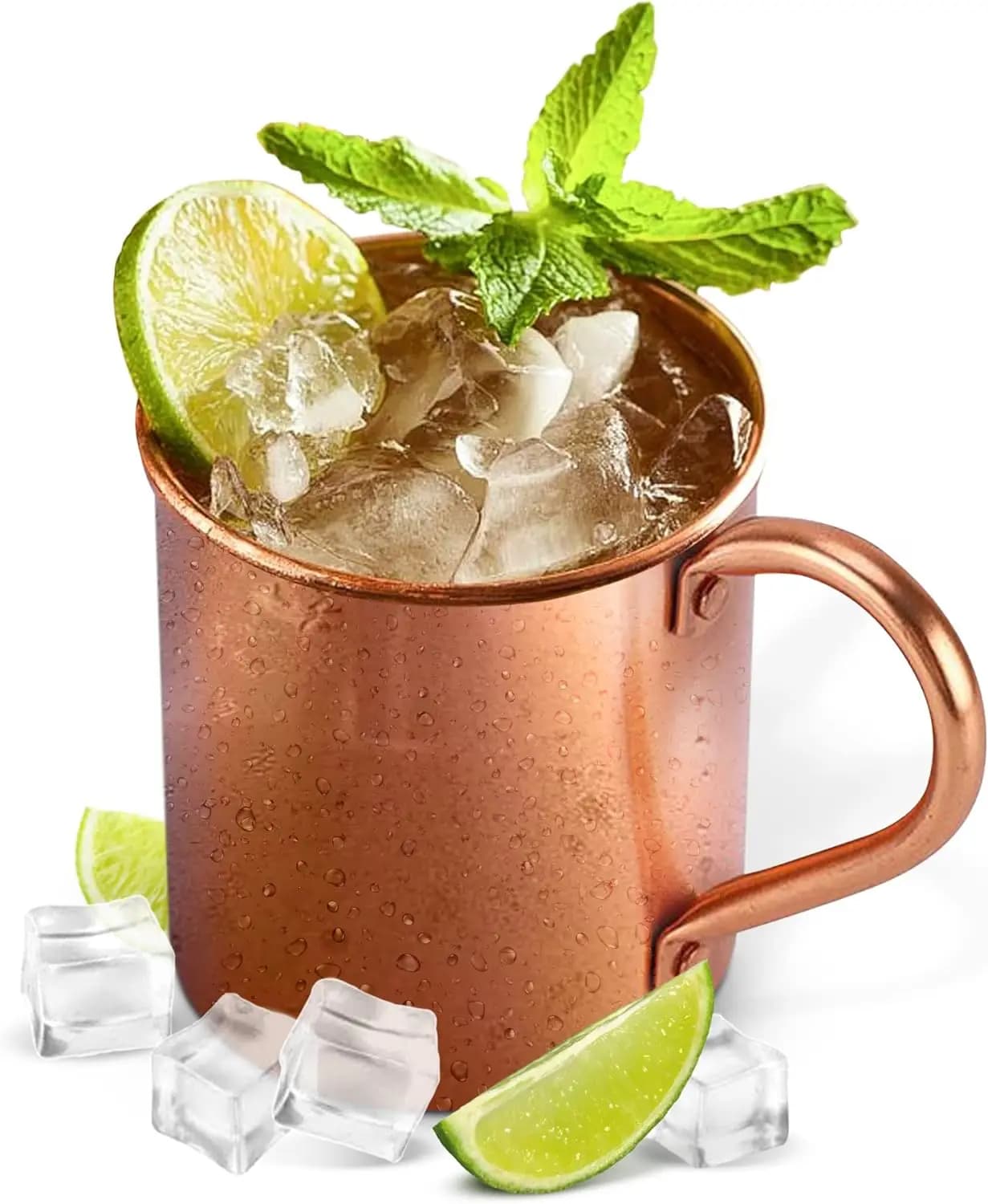 Mosca Mule Tazze in rame PURO Tazze in rame puro al 100% a forma di cilindro Tazze da cocktail in rame massiccio puro da 16 once Tazza da birra in rame