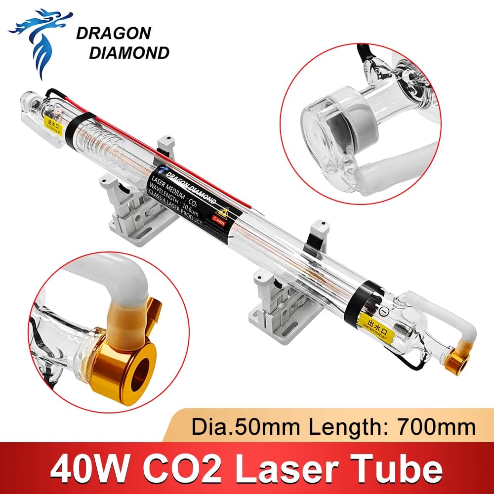 K40 Series 40W Co2 Metal Head Tube Laser Diameter 50mm Length 700mm Laser Lamp Tube For Laser Incision Machine CO2 DIY