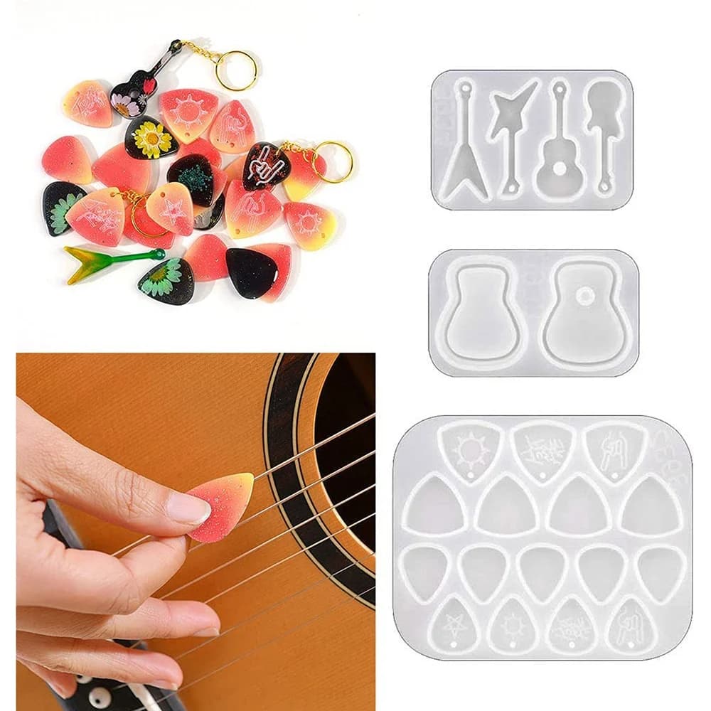 Stampo per plettri da chitarra ABVB, stampo in resina squisito per plettri triangolari, stampo in silicone per portachiavi per amanti della musica