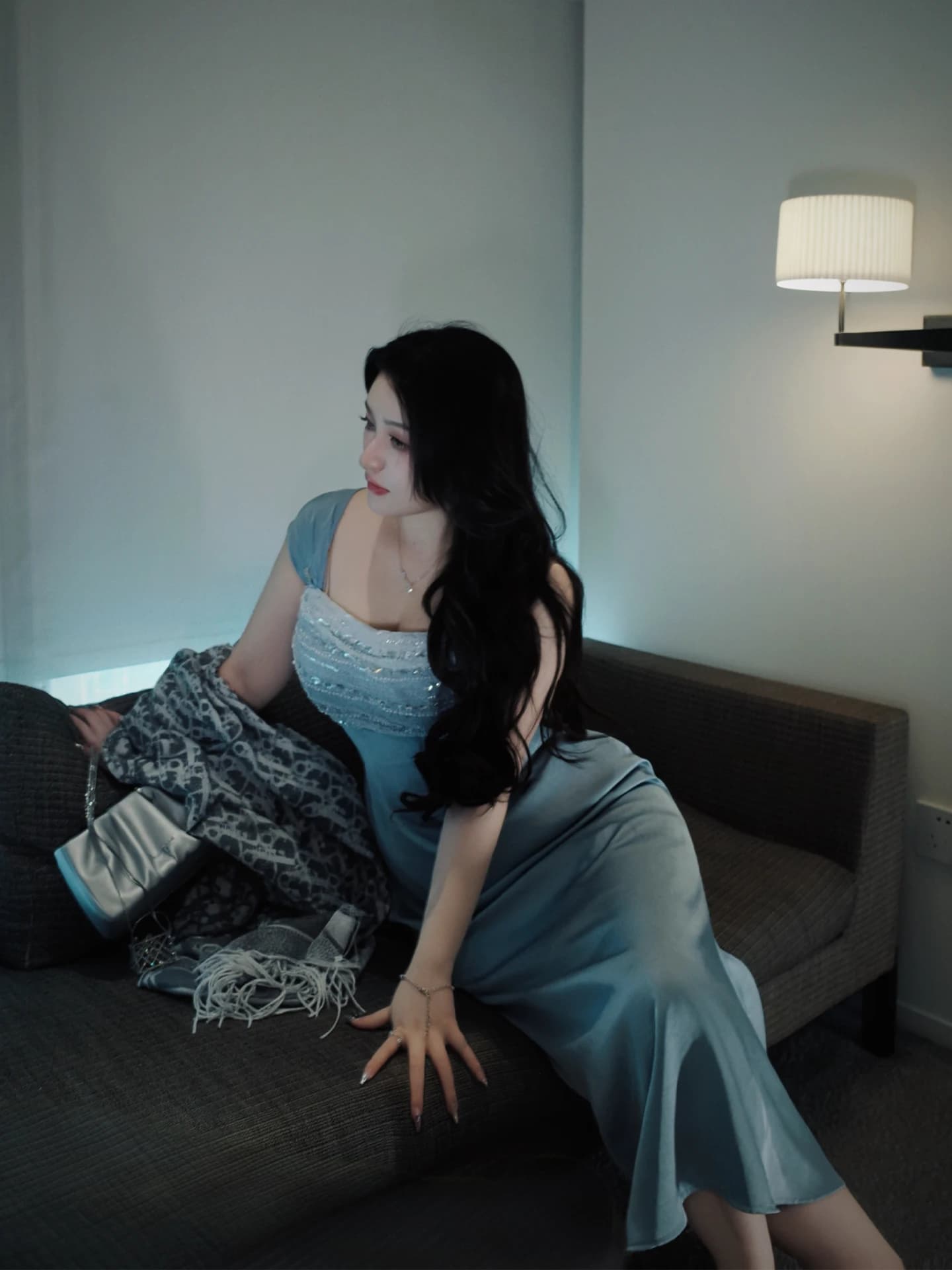 Elegante Abito da Sera in Raso, Vestito Fluido e Leggero per Taglie Forti, Stile Shanghai, Abito Lungo Senza Maniche per Signore