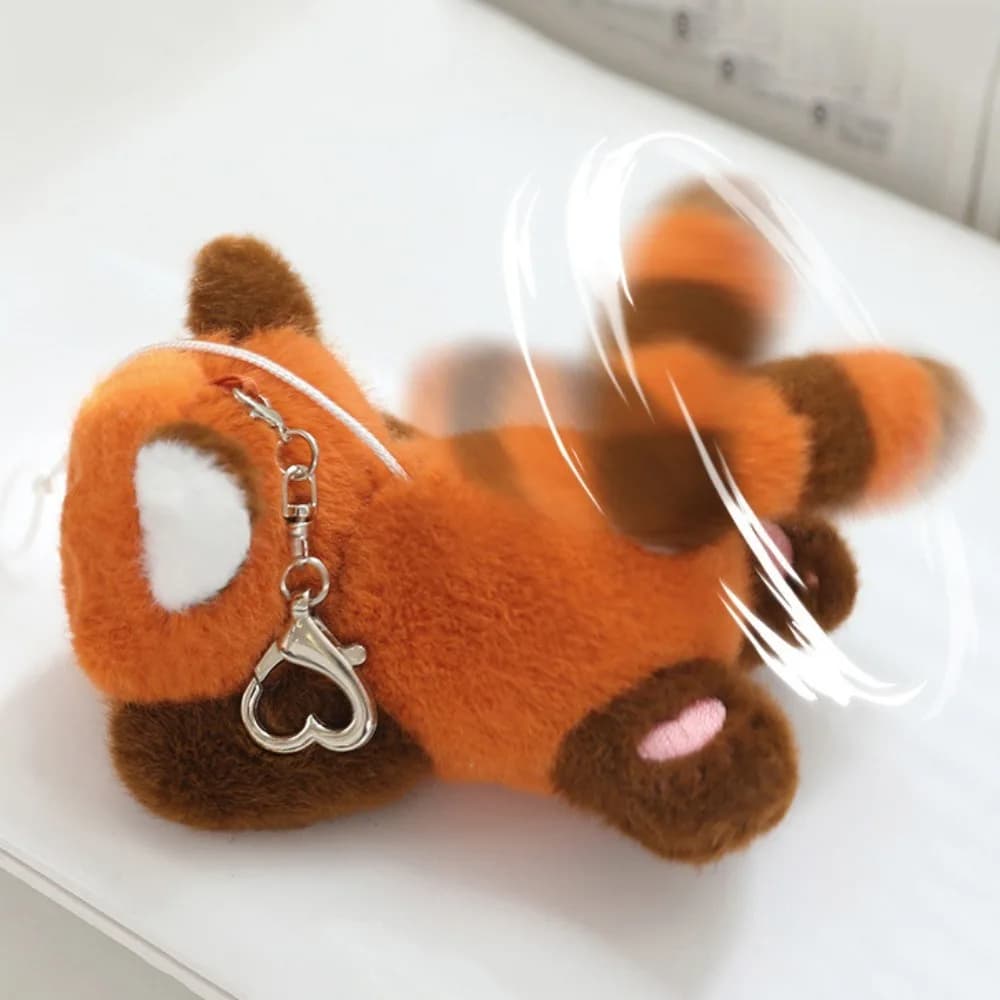 Regalo per bambini Portachiavi con coda rotante Panda Portachiavi con panda ripiene di animali Portachiavi con procione simpatico cartone animato