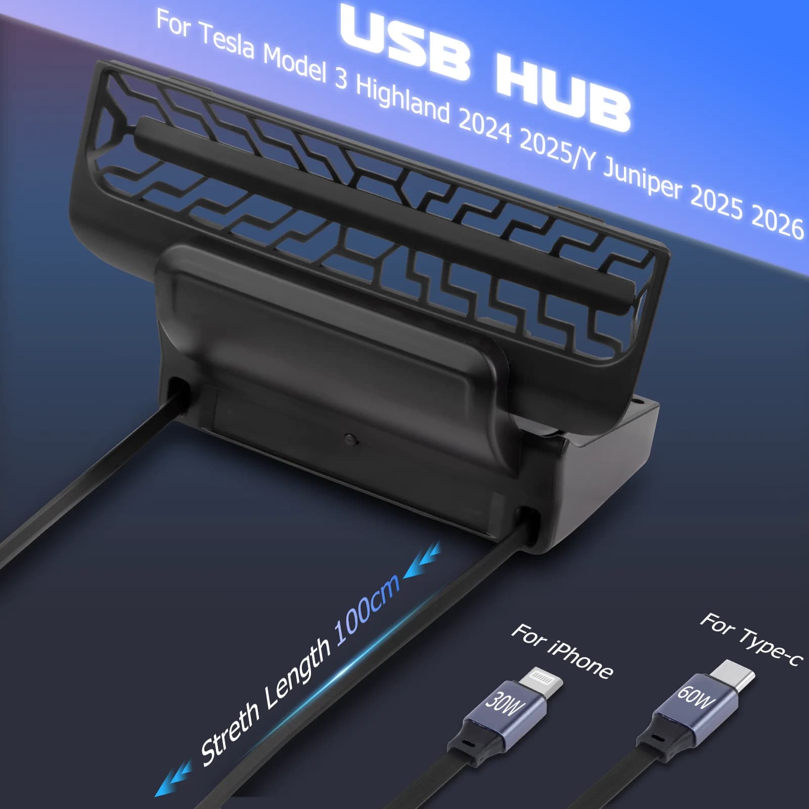 Per la NUOVA copertura della presa d'aria dell'auto con docking station hub USB per Tesla Model Y Juniper 2025 2026 Model 3