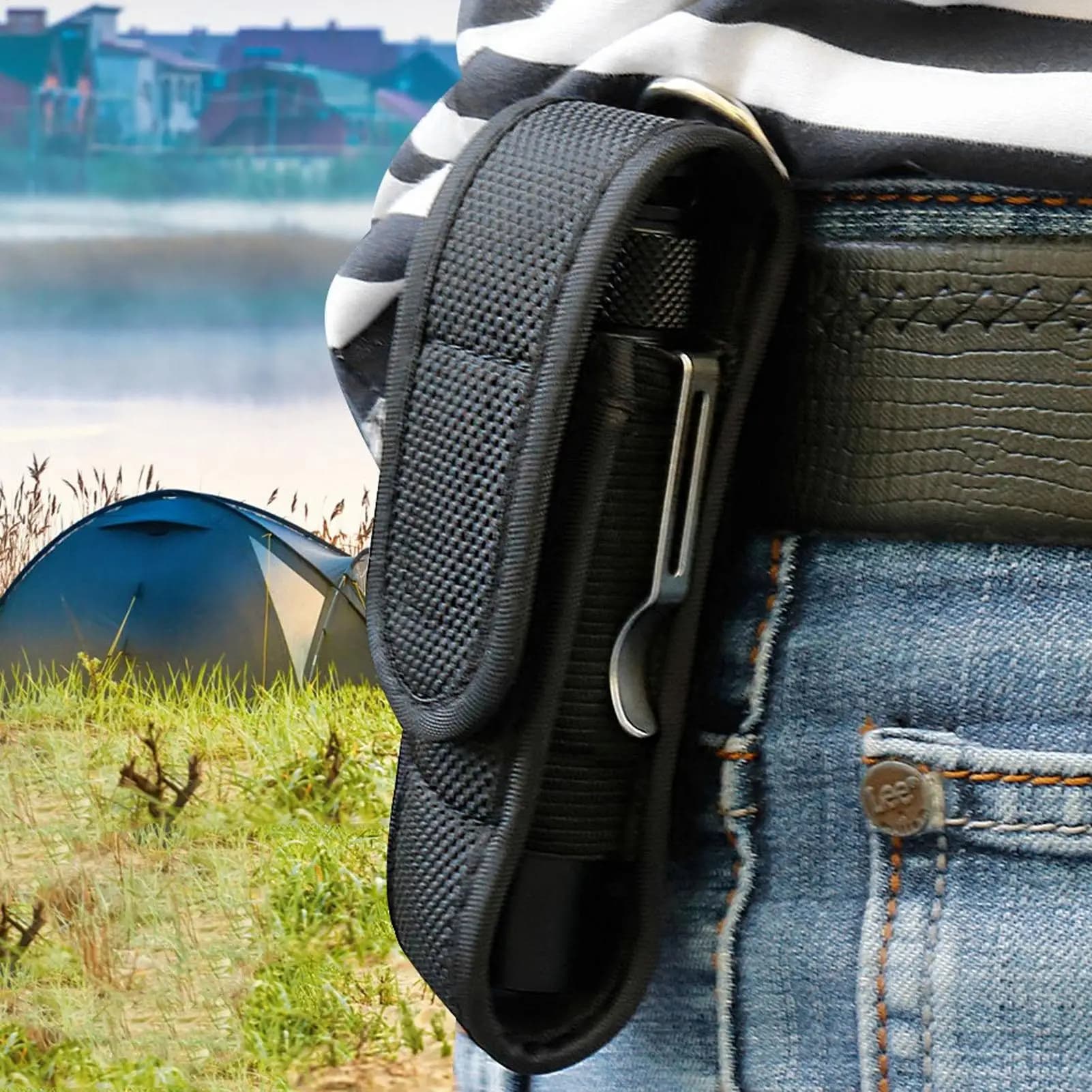 Cintura Portatile in Nylon con Custodia Protettiva per Torcia, Ideale per Caccia, Campeggio ed Escursionismo