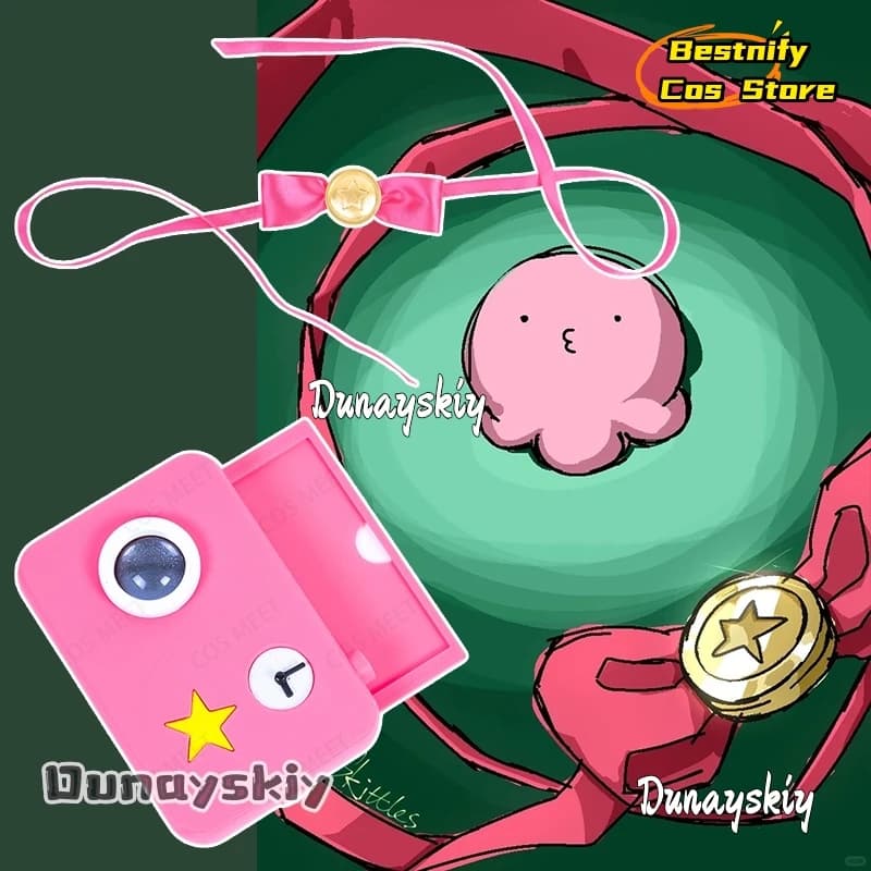 Anime Takopii no Genzai Costume Cosplay Happy Camera Octopus Pink ribbon Prop Accessories Halloween dressing for adults