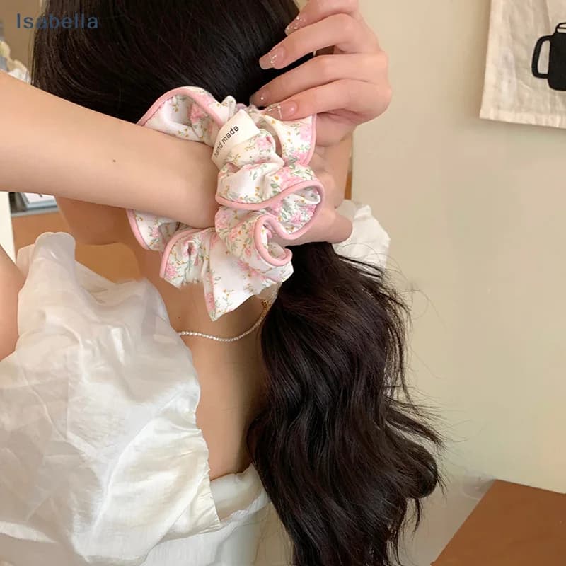 ♩ Elastici per capelli floreali in stile coreano, accessori semplici per capelli, fasce per capelli da donna e ragazza, elastici per coda di cavallo, fermacoda
