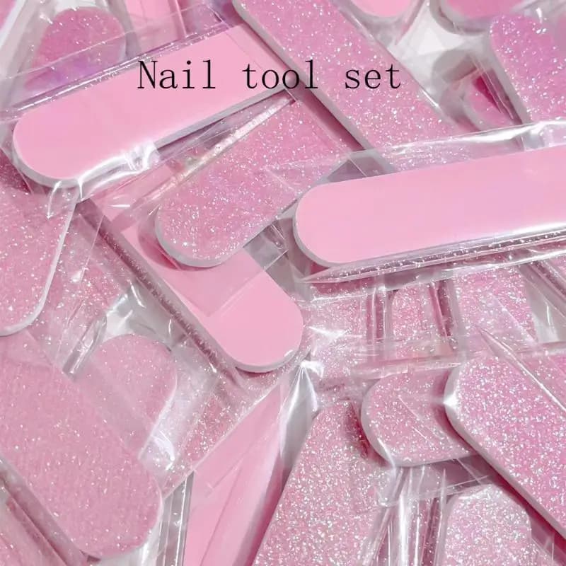 Nuovo Kit per la Cura delle Unghie con Glitter da 8/12 Pezzi, Buffer a Forma di Cuore, Asta in Cristallo e Lima a Doppia Faccia per Nail Art e Pedicure
