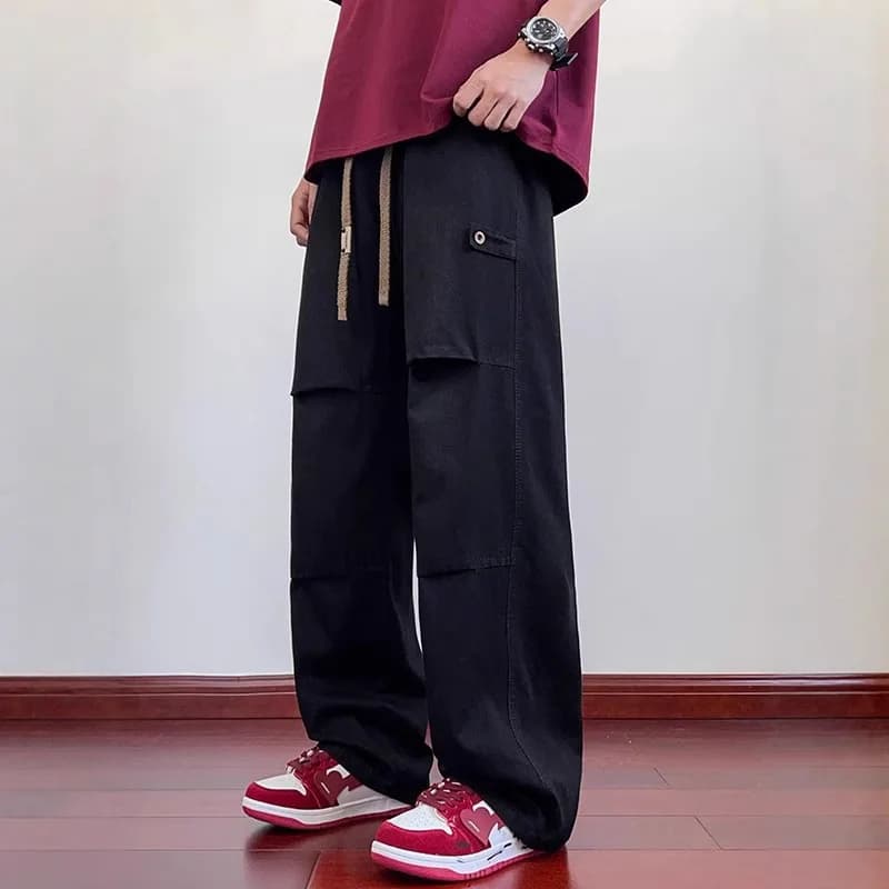 Pantaloni di jeans a gamba larga di base semplice allentati alla moda casual impiombati da uomo di nuova moda estiva Pantaloni jeans vintage americani 2025
