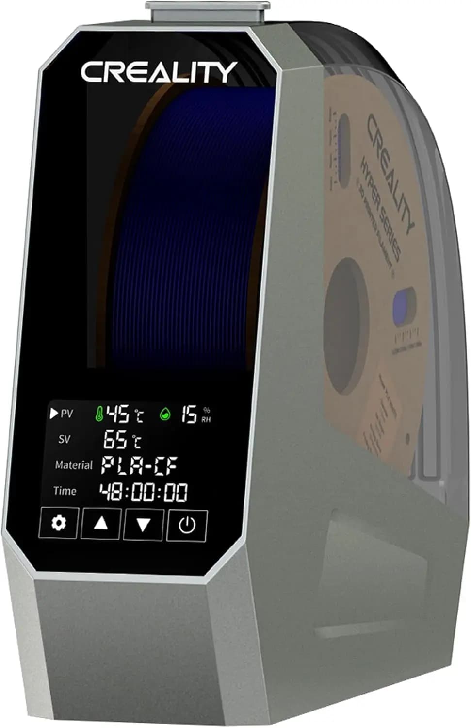 Asciugatore e Contenitore per Filamenti, Doppio 360 ° Riscaldatore con Ventola e Schermo Touch, Supporto Bobina per Stampante 3D, Deumidificatore per Filamenti 1.75/2.85/3mm PLA PETG ABS TPU Nylon