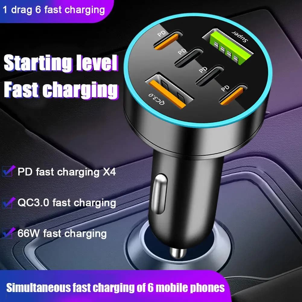 New digital car display with USB 36W car charger fast charging car adapter PD head charging charger for mobile phone