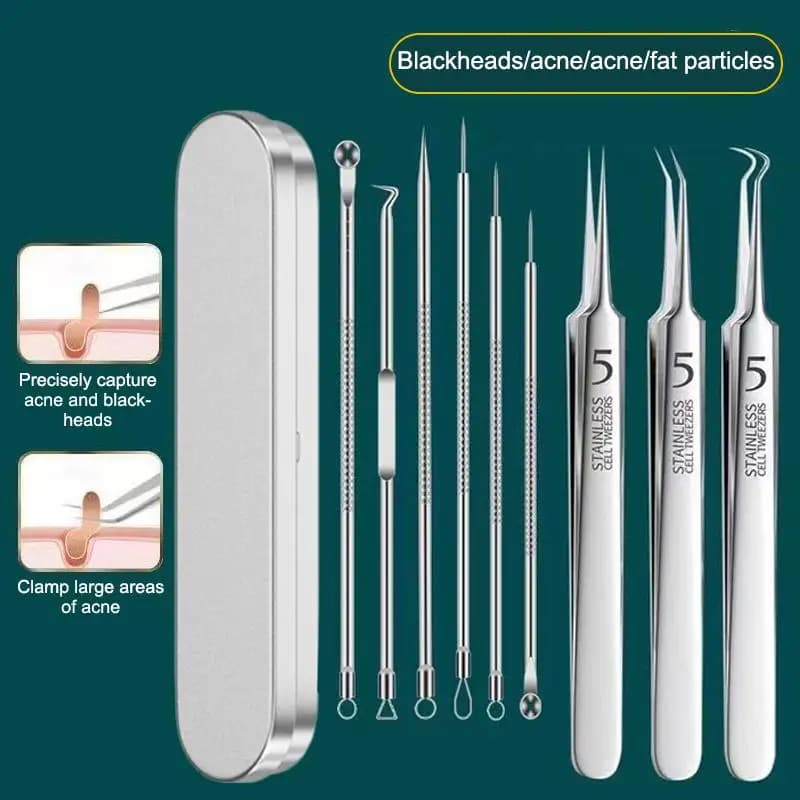 Professional Kit for Removing Black Points from 7/8 Pieces, Stainless Steel Skin Care Tools, Black Point Extraction Tools