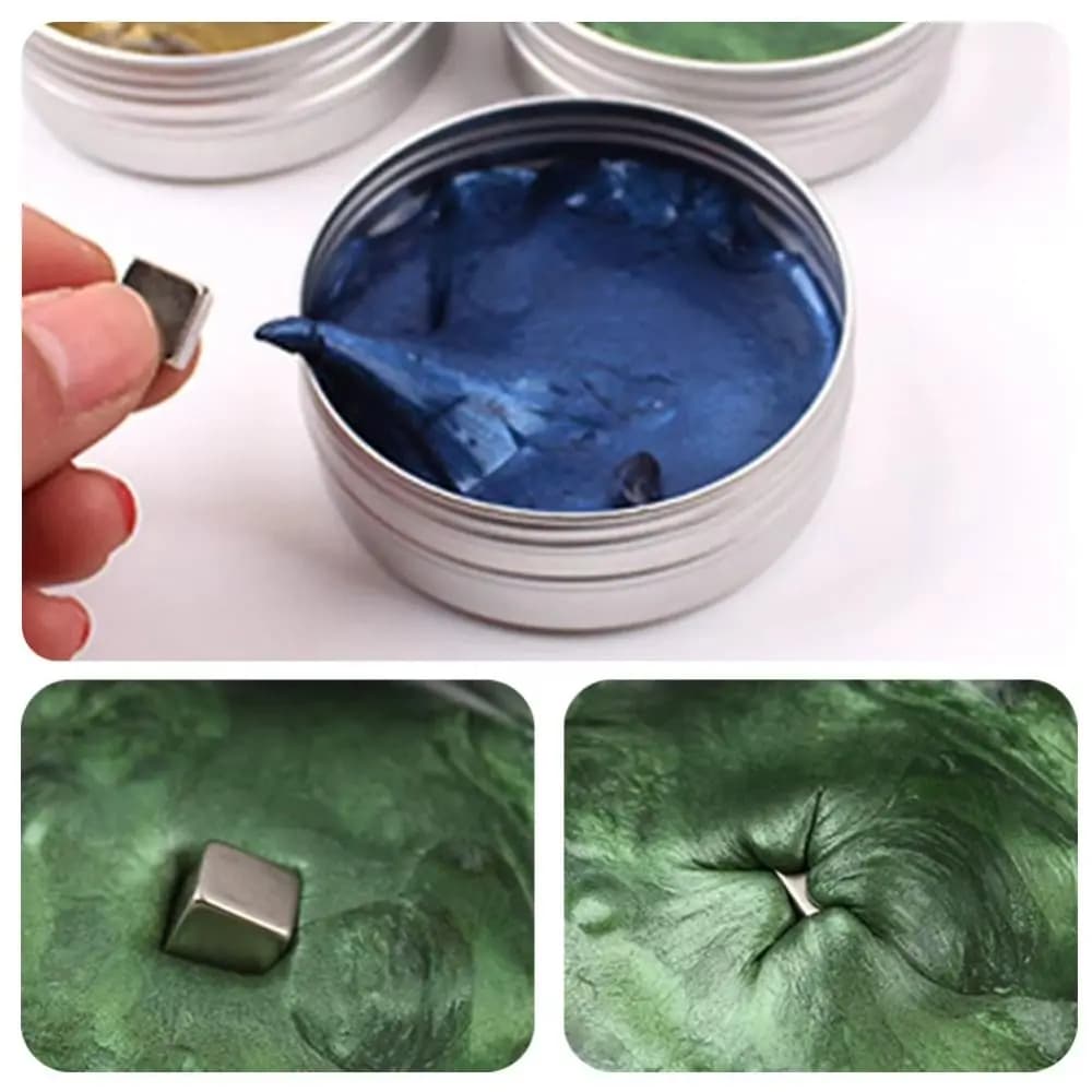 Resin Magnetic Bouncing Mud Ferrofluid Colored Clay Magnetic Suction Clay with Magnet Interactive Mud Playdough Handmade DIY