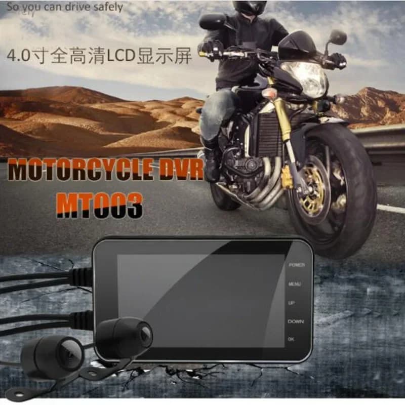 MT003 4 "Schermo Impermeabile Moto IPS Wifi Dash Cam Moto DVR Macchina Fotografica HD 1080P Anteriore Posteriore Doppia Lente G-sensore Videoregistratore