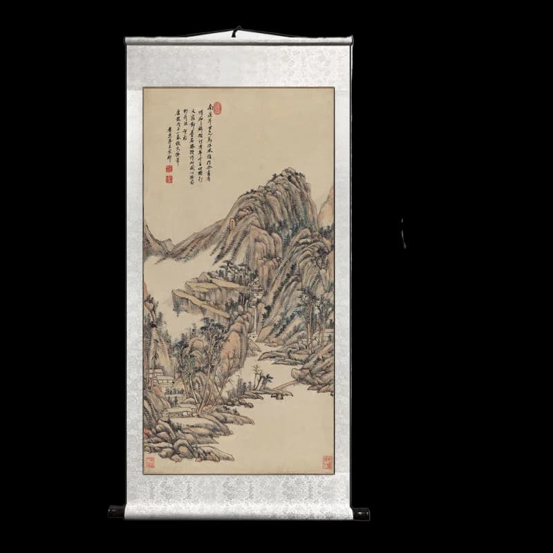 Antique Landscape Painting Hanging Scroll Traditional Chinese Painting Scroll Living Room Study Decorative Hanging Scroll